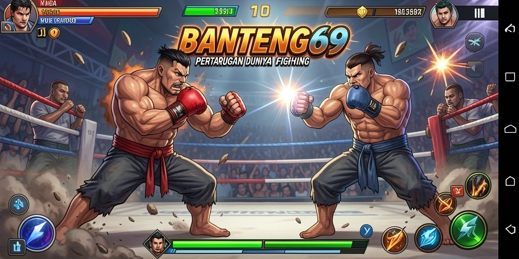 Gameplay BANTENG69 yang mendebarkan dengan aksi pertarungan nyata.