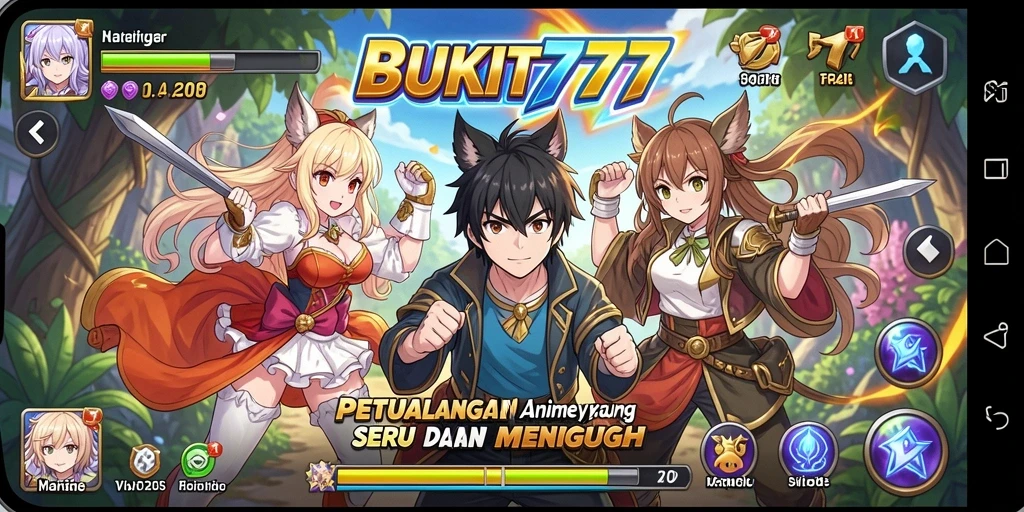 Tampilan seru gameplay BUKIT777 dengan karakter anime yang menawan.