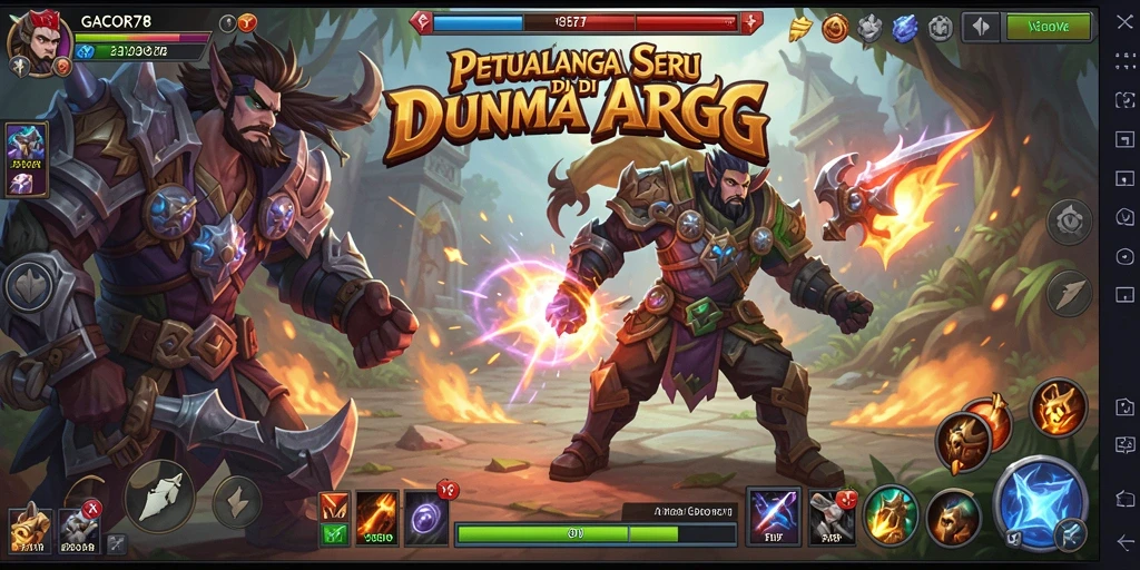 Tampilan seru dari gameplay GACOR78 yang menampilkan pertarungan epik.