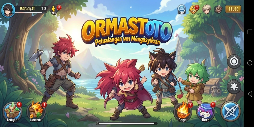 Tampilan gameplay ORMASTOTO yang menawan dengan karakter-karakter Anime.