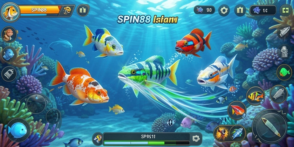 Gameplay seru dan menantang dalam Tembak Ikan SPIN88.